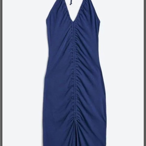 NWT SUNDRY ruched halter dress in blue size 2 - Picture 9 of 9